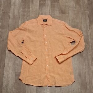 Mens Neiman Marcus 100% Linen Button Down Casual Long‎ Sleeve Shirt